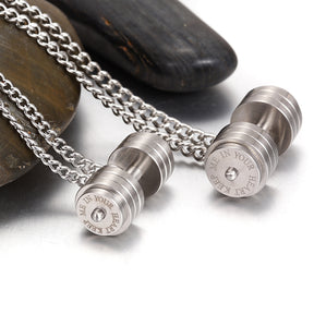 DUMBBELL SHEET COUPLE SILVER PENDANT NECKLACE