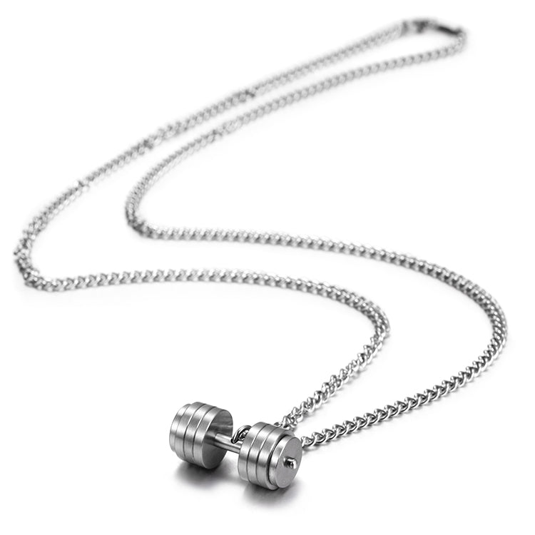Dumbbell Sheet Couple Silver Pendant