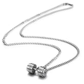 DUMBBELL SHEET COUPLE SILVER PENDANT NECKLACE