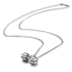 DUMBBELL SHEET COUPLE SILVER PENDANT NECKLACE