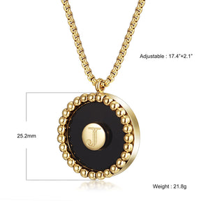 SURROUND BALLS BLACK CIRCLE PENDANT NECKLACE