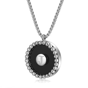 SURROUND BALLS BLACK CIRCLE PENDANT NECKLACE