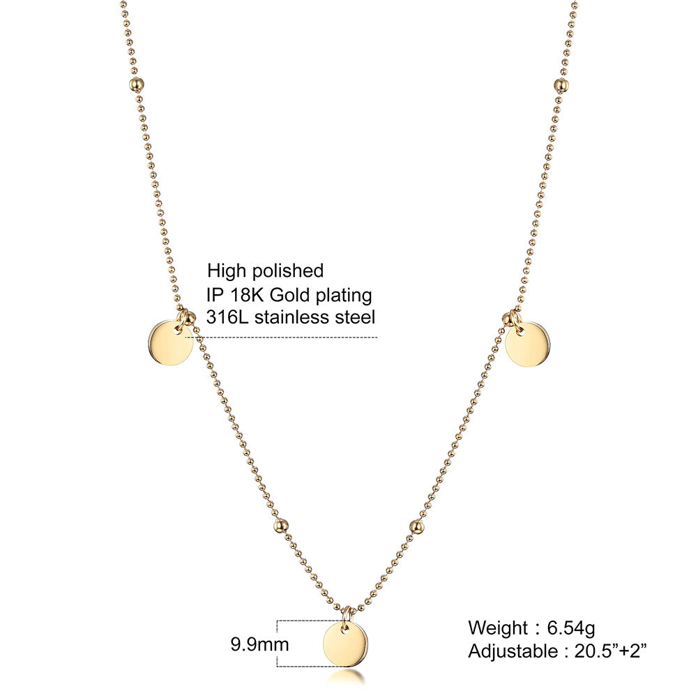 Round Piece and Little Ball Necklace