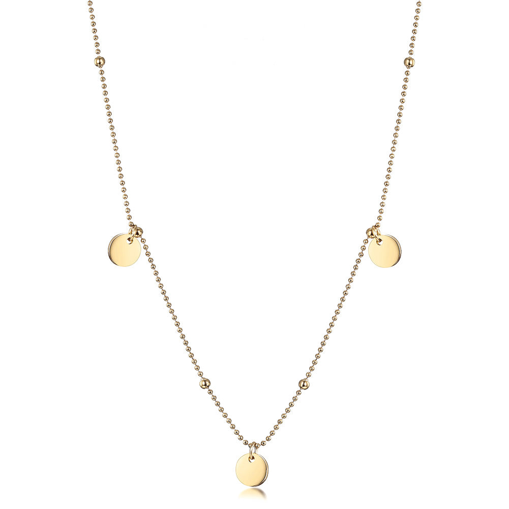 Round Piece and Little Ball Necklace