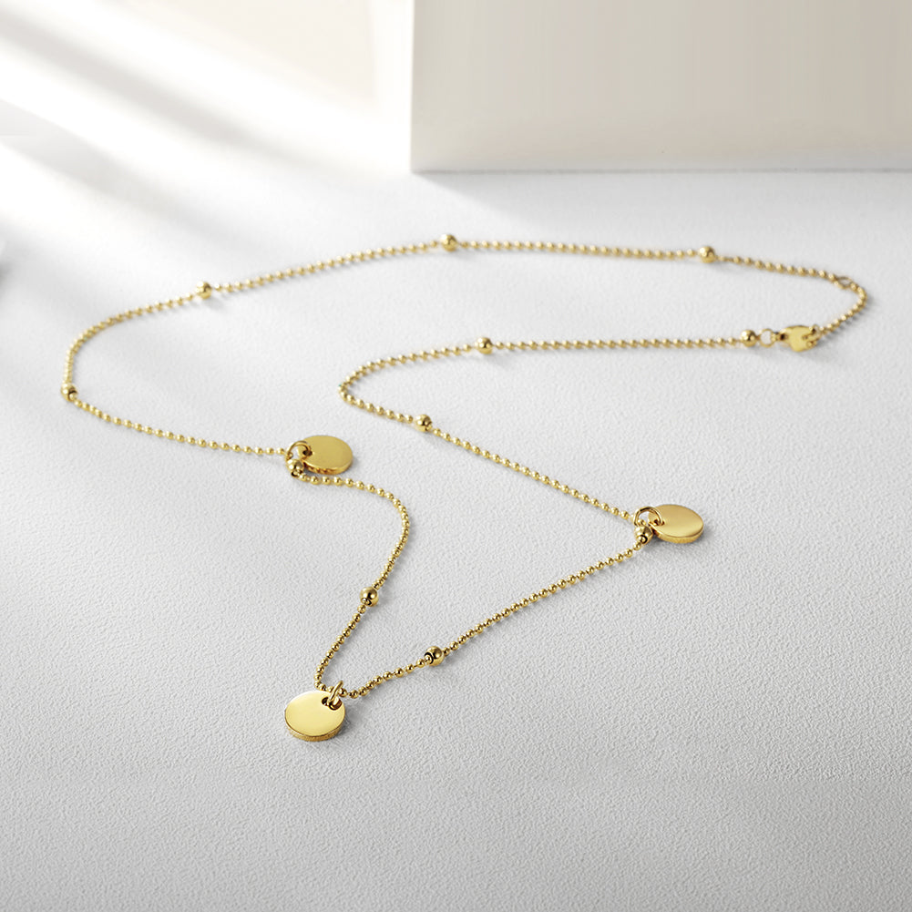 Round Piece and Little Ball Necklace