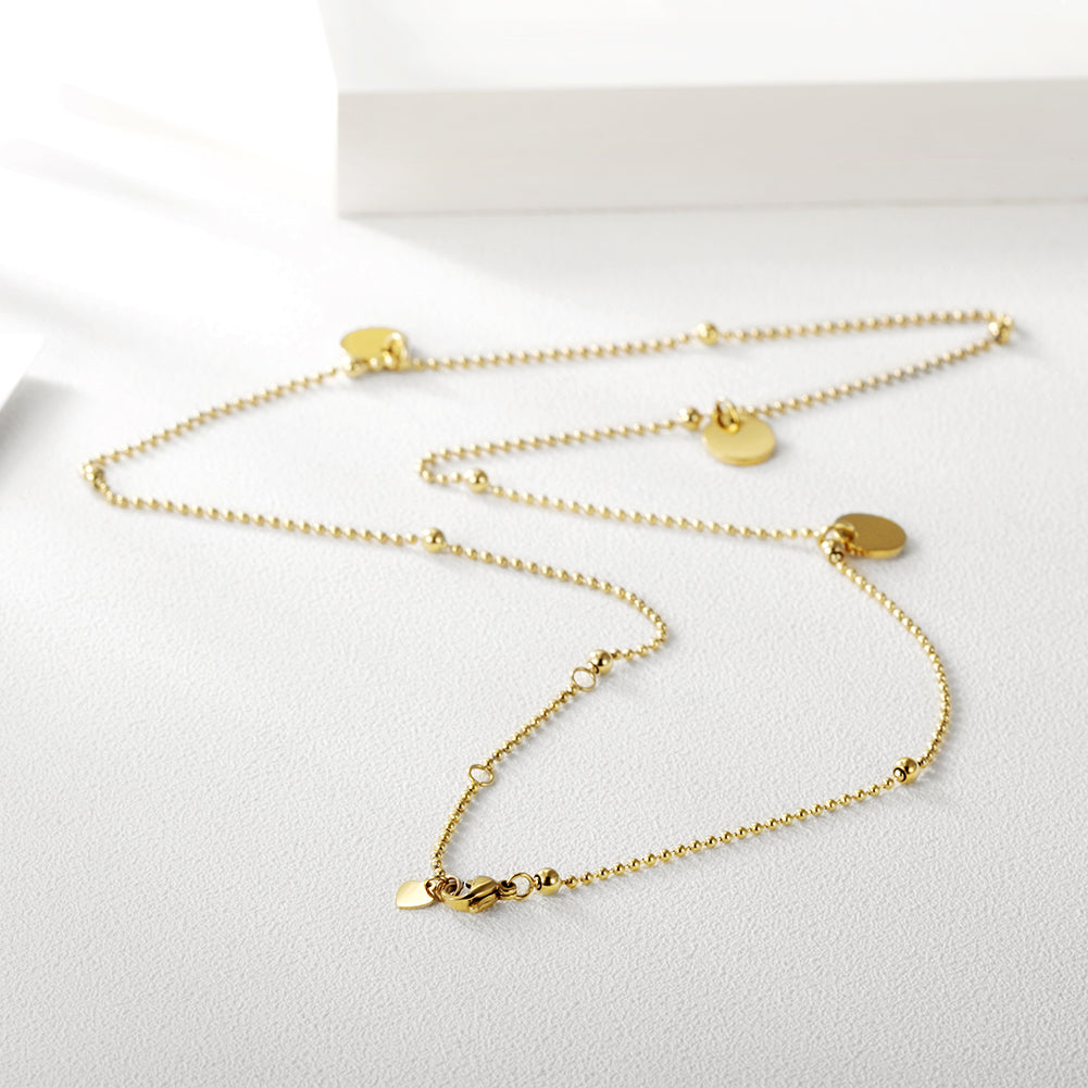 Round Piece and Little Ball Necklace