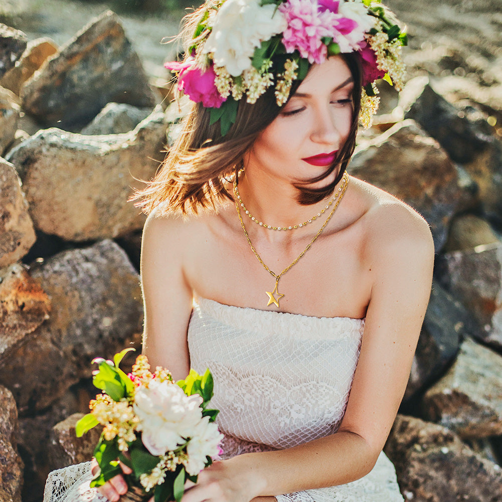 Star Stacked Layered Pendant Necklace