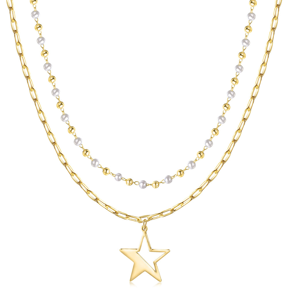 Star Stacked Layered Pendant Necklace