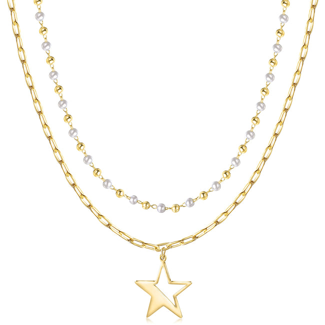 Star Stacked Layered Pendant Necklace Hover Image