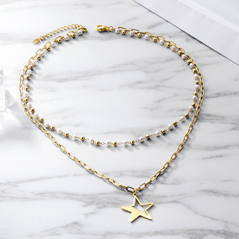 Star Stacked Layered Pendant Necklace