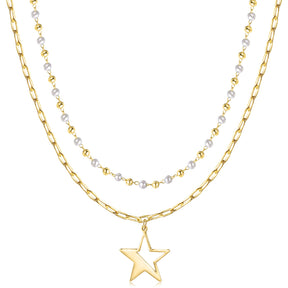 STAR STACKED LAYERED PENDANT NECKLACE