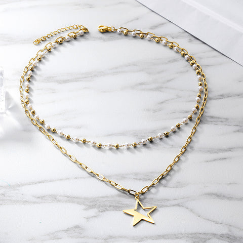 Star Stacked Layered Pendant Necklace