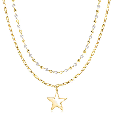 Star Stacked Layered Pendant Necklace