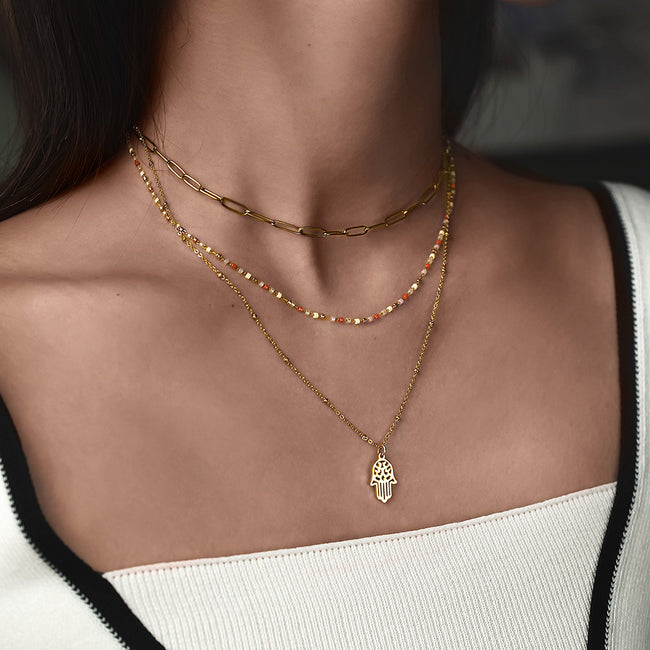 Stacked Layered Pendant Necklace Main Image