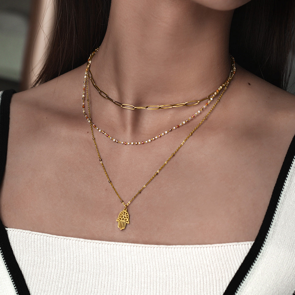 Stacked Layered Pendant Necklace