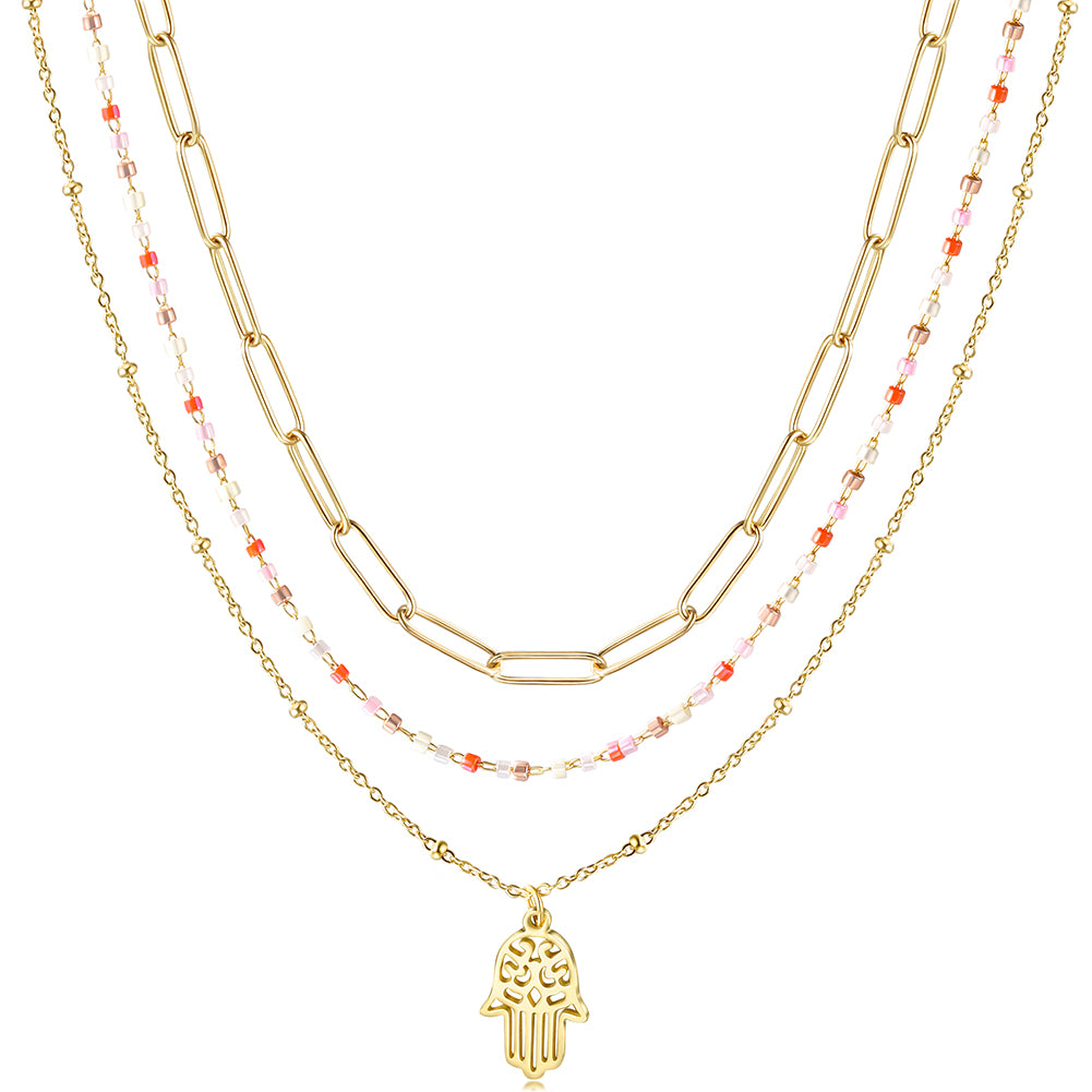 Stacked Layered Pendant Necklace