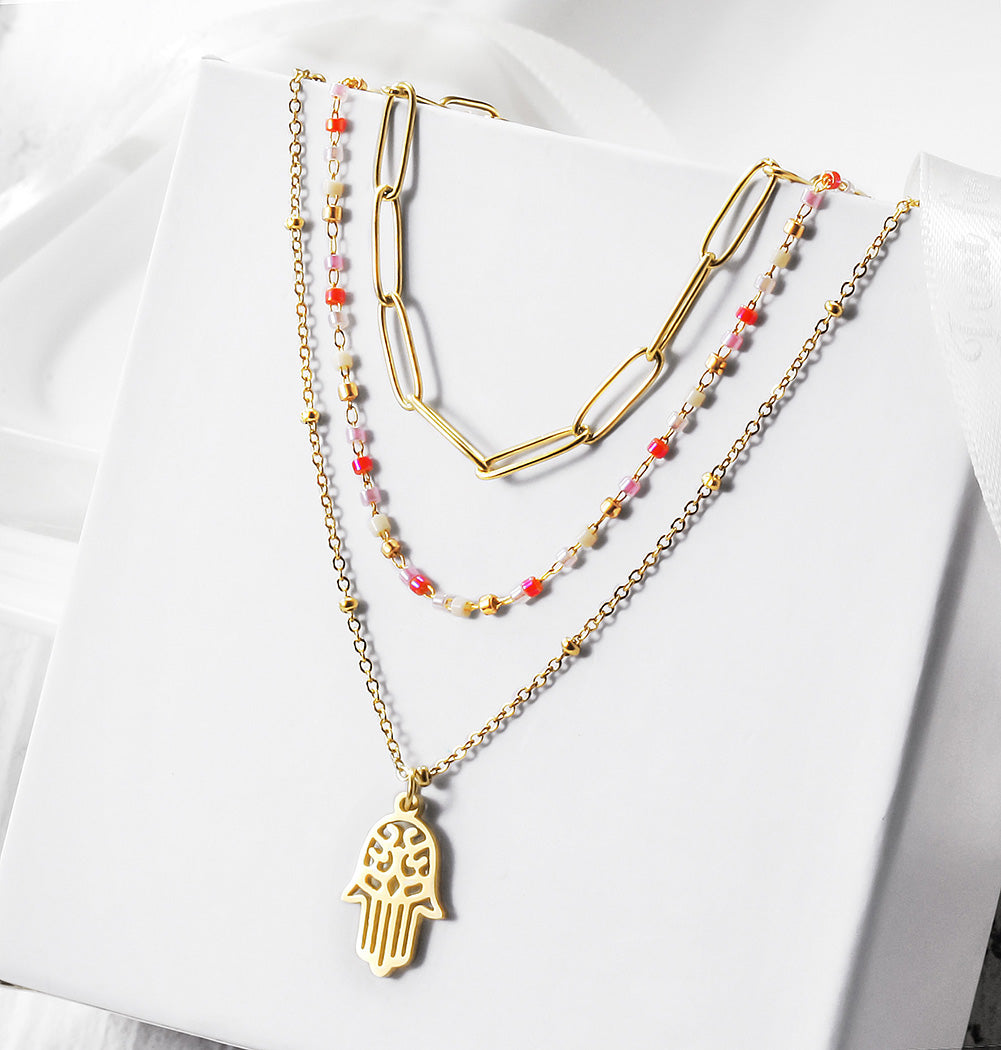 Stacked Layered Pendant Necklace