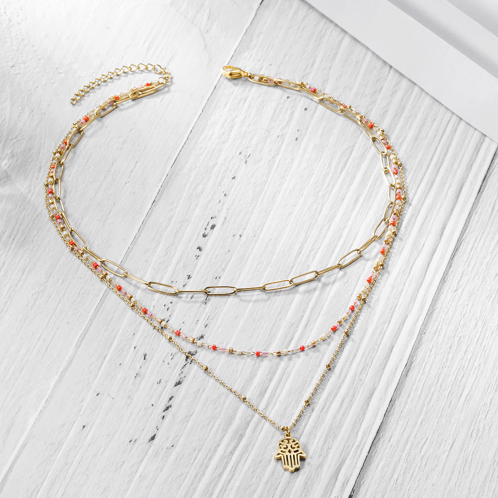 Stacked Layered Pendant Necklace