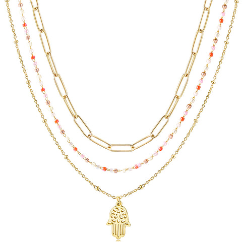 Stacked Layered Pendant Necklace