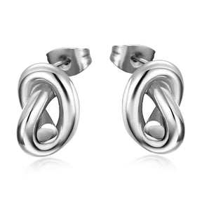 SILVER KNOT STUD EARRINGS