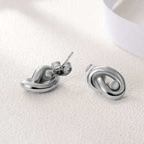 SILVER KNOT STUD EARRINGS