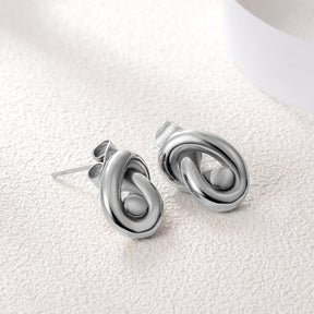 SILVER KNOT STUD EARRINGS