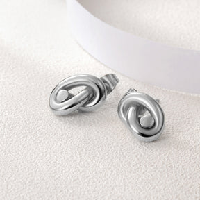 SILVER KNOT STUD EARRINGS