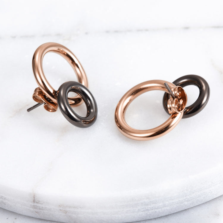 DOUBLE HOOP STUD EARRINGS