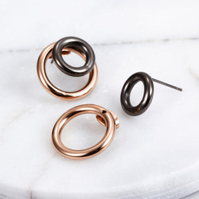 DOUBLE HOOP STUD EARRINGS