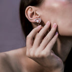 Half Heart With Pearl Studs