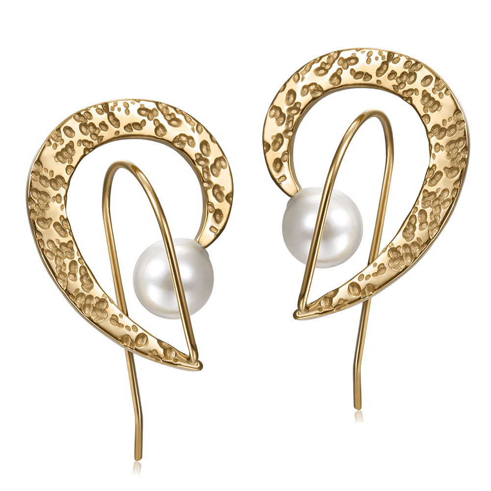 Half Heart With Pearl Studs