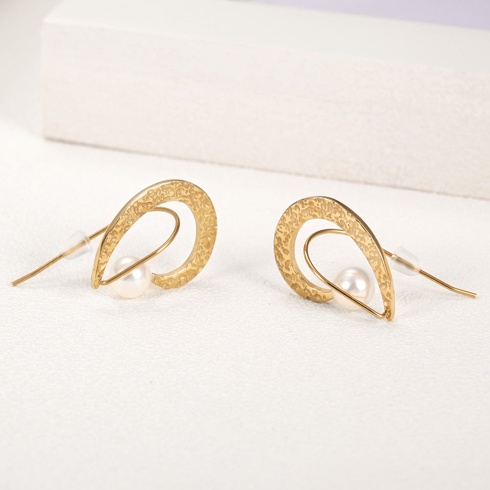 Half Heart With Pearl Studs