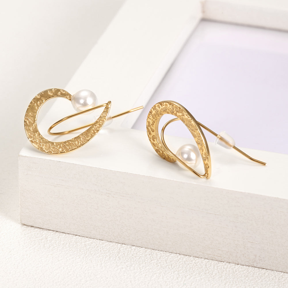 Half Heart With Pearl Studs