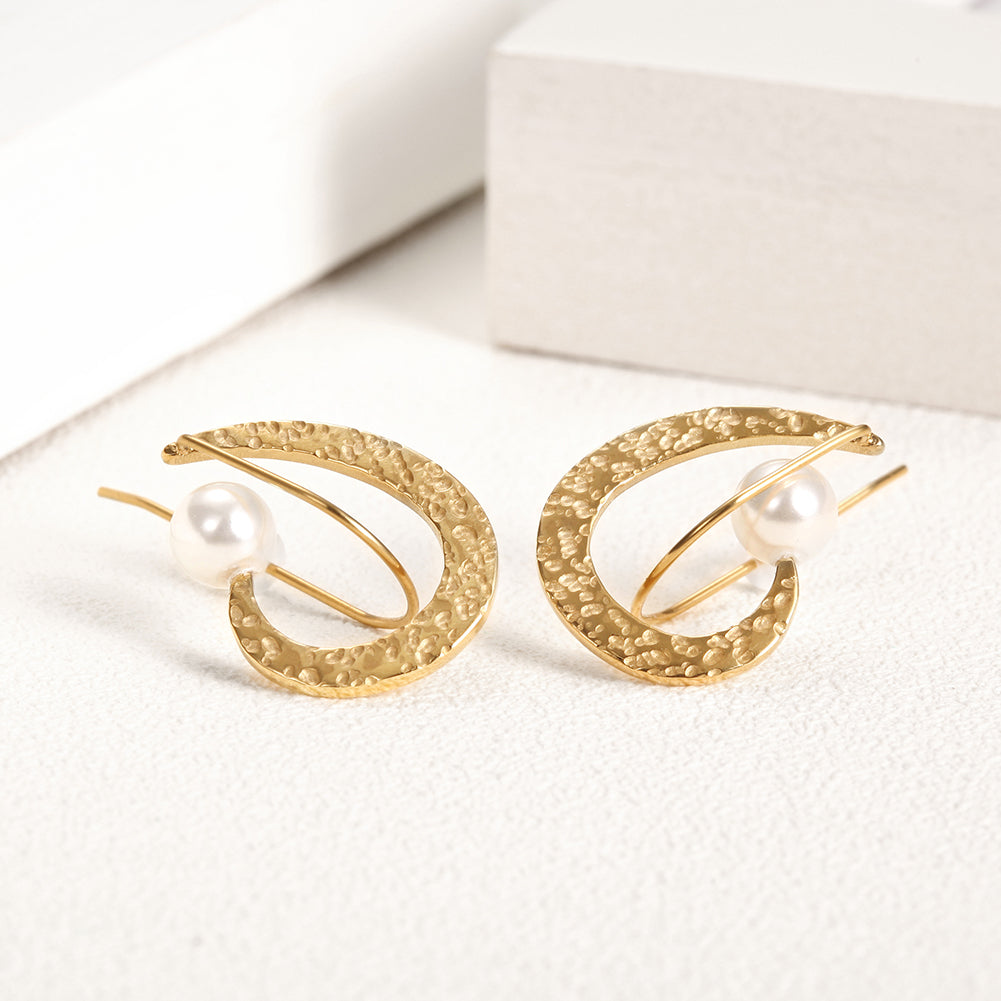 Half Heart With Pearl Studs