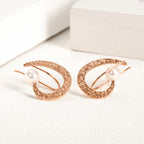 Half Heart With Pearl Studs