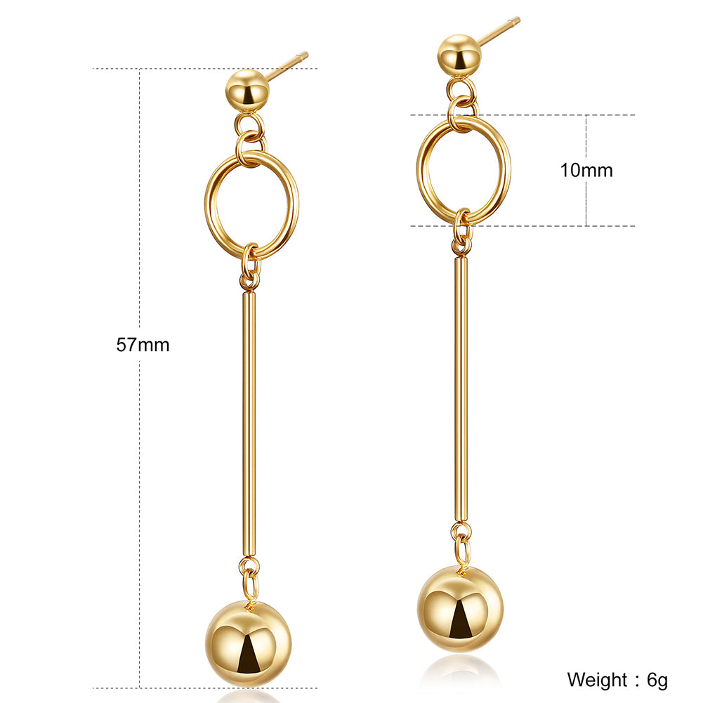 Gold Long Strap With Ball Earrings