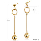 Gold Long Strap With Ball Earrings