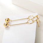 Gold Long Strap With Ball Earrings