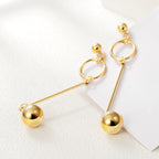 Gold Long Strap With Ball Earrings