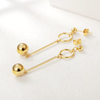 Gold Long Strap With Ball Earrings