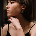 Black Ball With Cross Earrings