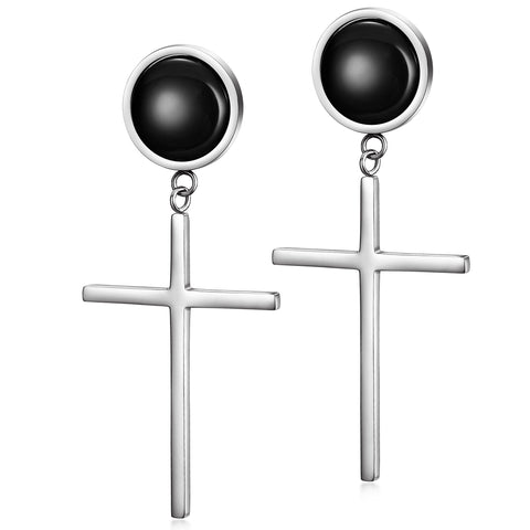 Black Ball With Cross Earrings