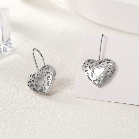 Hollow Out Heart Earrings