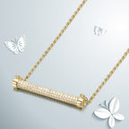 Gold Bar With Cubic Zirconia Necklace