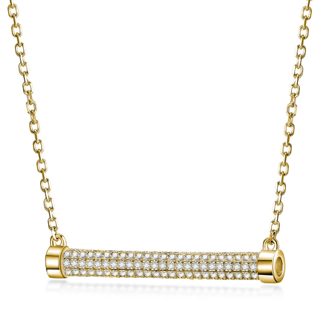 Gold Bar With Cubic Zirconia Necklace Hover Image