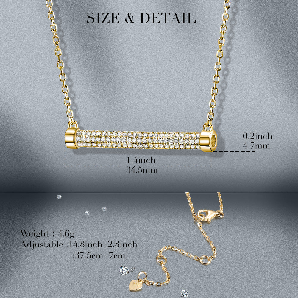 Gold Bar With Cubic Zirconia Necklace