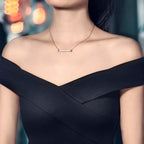 Gold Bar With Cubic Zirconia Necklace