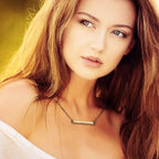 Gold Bar With Cubic Zirconia Necklace