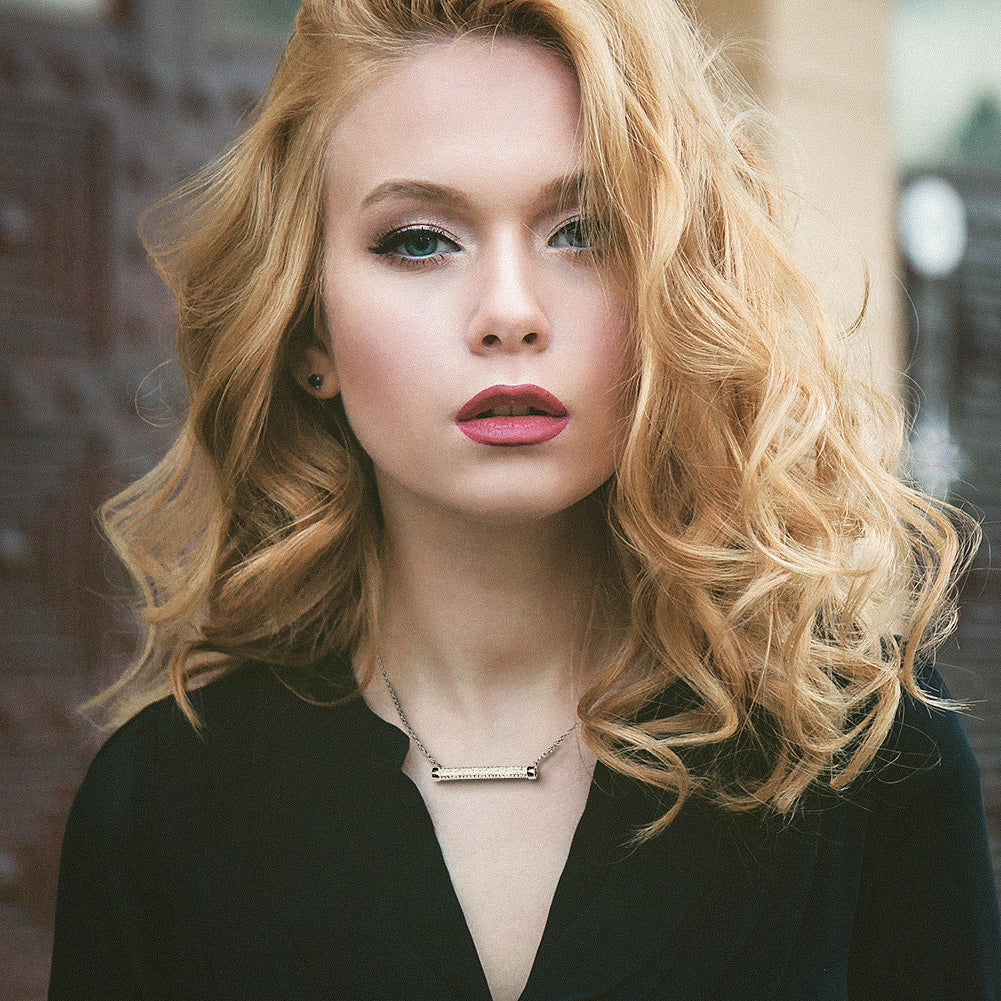 Gold Bar With Cubic Zirconia Necklace