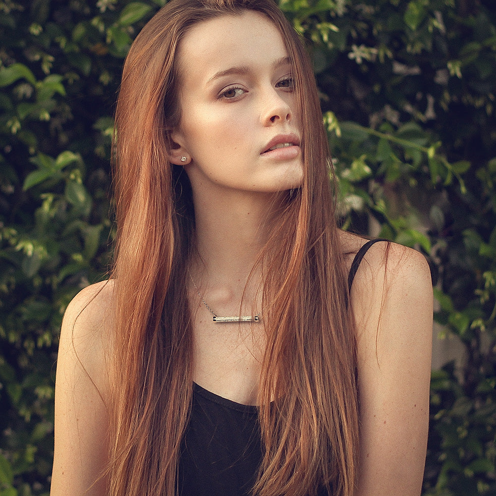 Gold Bar With Cubic Zirconia Necklace